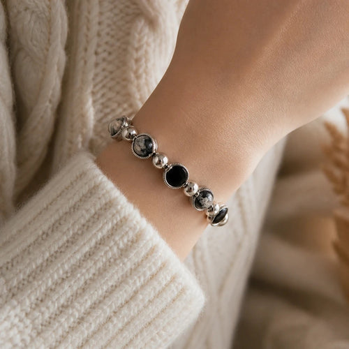 Antique silver and black bracelet