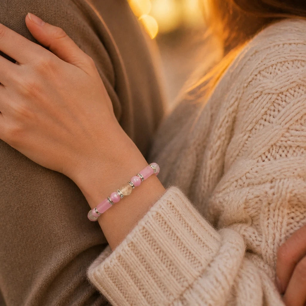 Rose and crystal bracelet