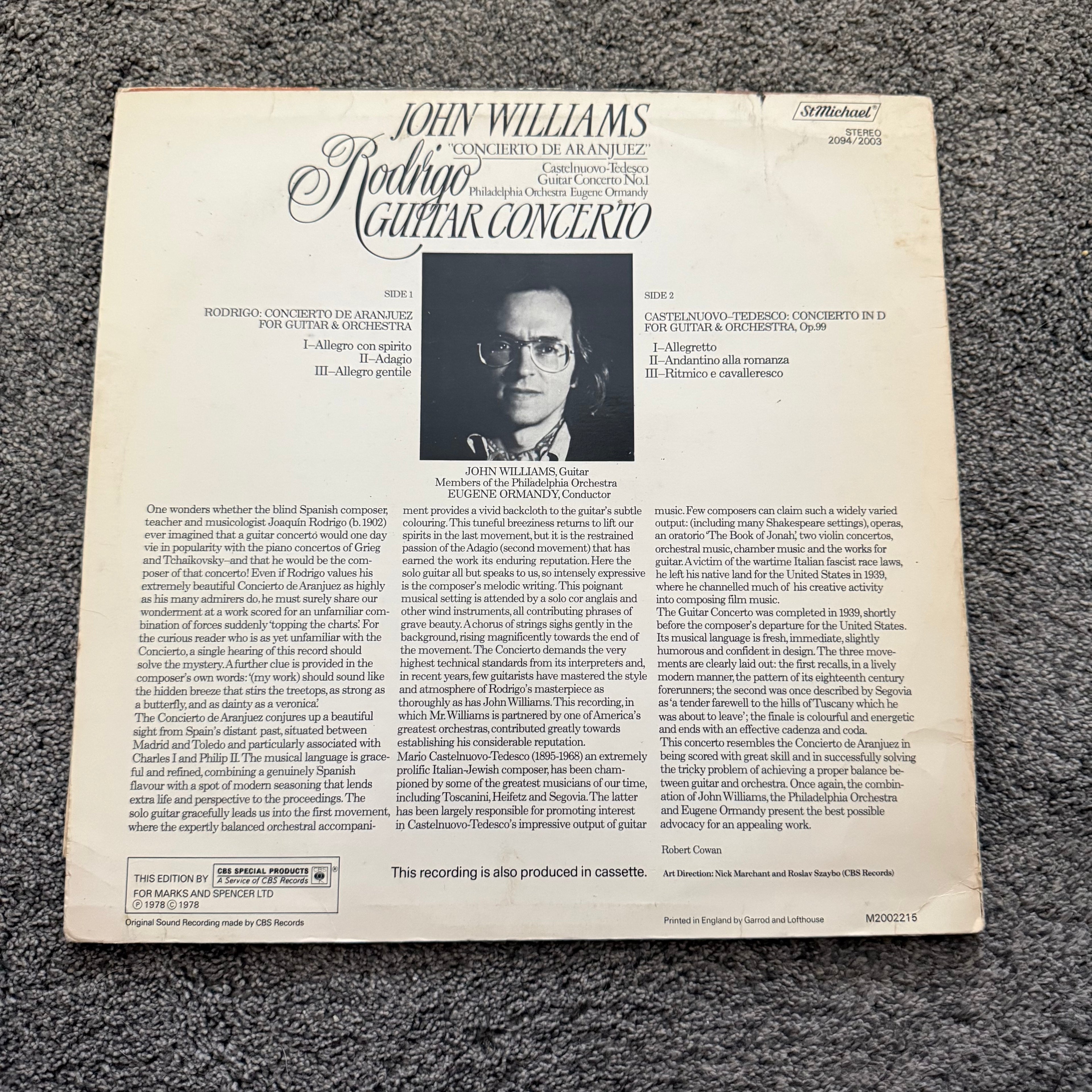 Guitar Concerto No. 1 / Guitar Concerto In D For Guitar & Orchestra