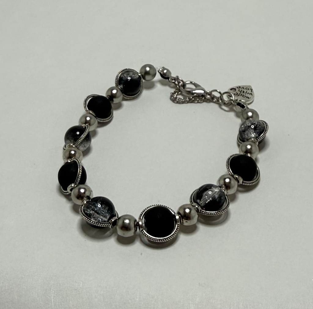 Antique silver and black bracelet