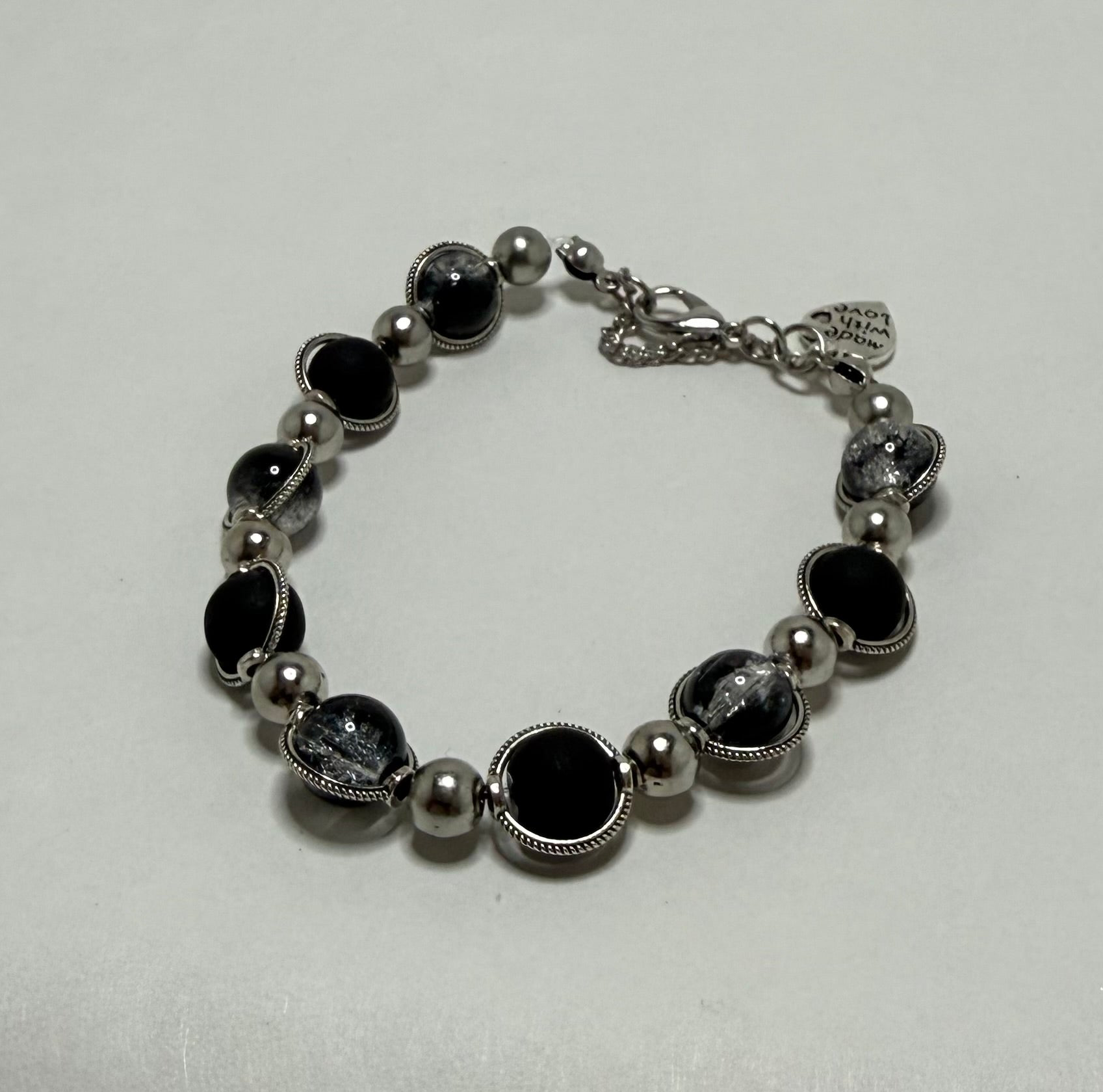 Antique silver and black bracelet