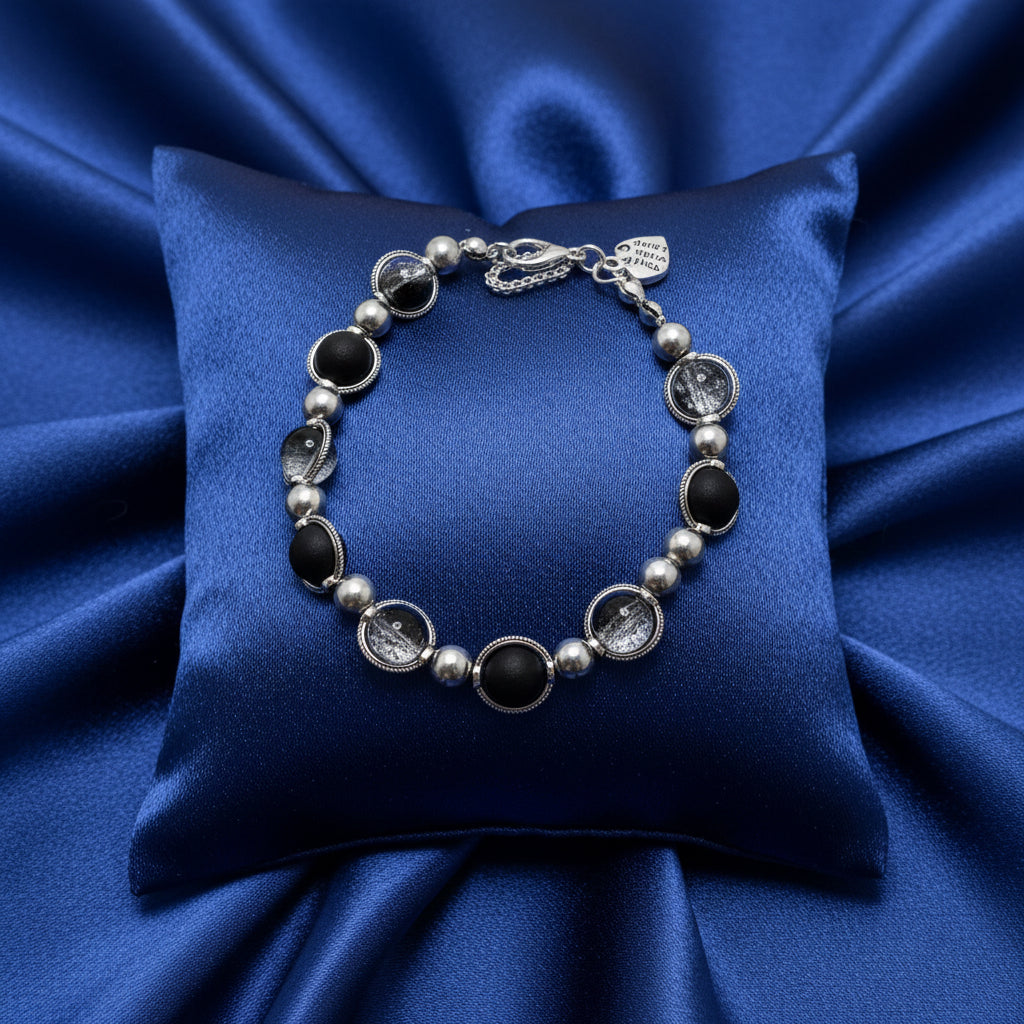 Antique silver and black bracelet
